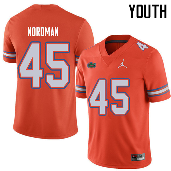 Jordan Brand Youth #45 Charles Nordman Florida Gators College Football Jerseys Sale-Orange